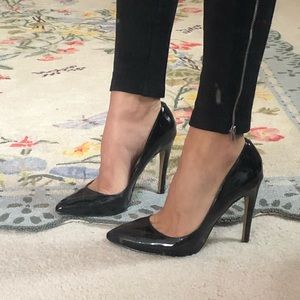 Black patent pumps
